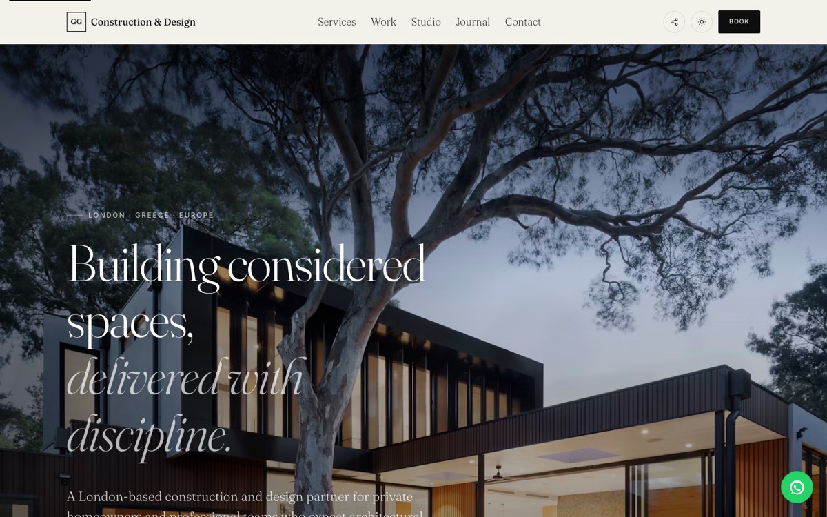 GG Construction website